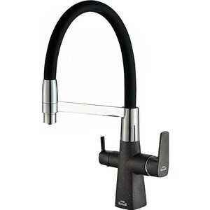 Смеситель для кухни ZorG Steel Hammer с подключением фильтра, черный матовый/хром (SH 818-6 BLACK CR) смеситель для ванны orange steel напольный m99 336b