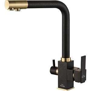 Смеситель для кухни ZorG Steel Hammer с подключением фильтра, черный матовый/бронза (SH 805 BLACK BR)