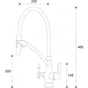 Смеситель для кухни ZorG Sanitary с подключением фильтра, хром/черный (ZR 347-6 YF)