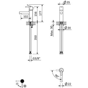 Смеситель для раковины Cezares Leaf хром (LEAF-LSM1-L-01-W0)