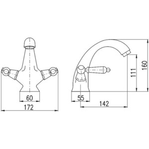 Смеситель для раковины Rav Slezak Morava retro с донным клапаном, бронза (MK529.5SM)