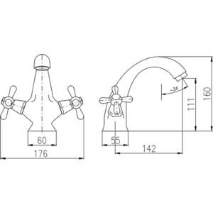 Смеситель для раковины Rav Slezak Morava retro с донным клапаном, черный матовый/хром (MK128.5CMATC)