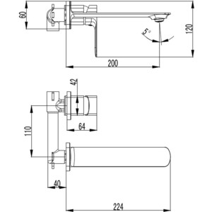 Смеситель для раковины AQUAme Monza встраиваемый, металл (AQM6315GM)