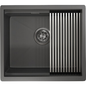Кухонная мойка Granula KS-5045U с дозатором и ролл-матом, графит матовый мойка кухонная aflorn af95043f врезная s 3 0 и 0 8 мм 50х43х20 см сифон графит