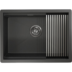 Кухонная мойка Granula KS-6045U с дозатором и ролл-матом, черный матовый кухонная мойка granula ks 7304u с дозатором и ролл матом