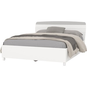 Кровать - 1600 Гранд Кволити 4-22906 (МИЛАНА) с встроенным основанием Белый / Серый (ML876880080) кровать аврора без пм 140 × 200 см со встроенным основанием венге дуб молочный