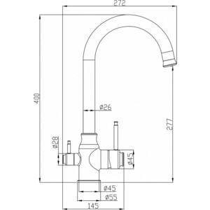 Смеситель для кухни ZorG Steel Hammer SH 763 SATIN с подключением фильтра, сатин