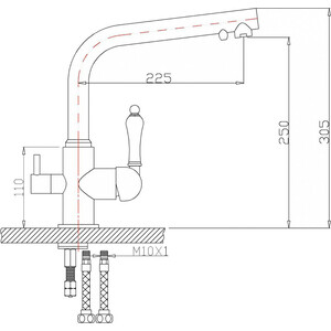 Смеситель для кухни ZorG Sanitary ZR 313 YF-33 NICKEL с подключением фильтра, никель
