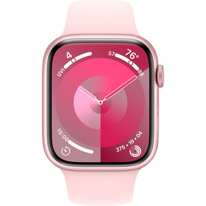 Смарт-часы Apple Watch Series 9 A2978 41мм OLED корп.розовый Sport Band рем.светло-розовый разм.брасл.:150-200мм (MR943LL/A) часы спортивные sigma sport id go пульсометр секундомер фиолетовые 24510