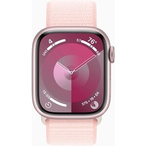 Смарт-часы Apple Watch Series 9 A2978 41мм OLED корп.розовый Sport Loop рем.светло-розовый разм.брасл.:130-200мм (MR953LL/A) смарт часы smart watch kingwear dt03 с серебристым металлическим ремешком