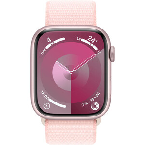 Смарт-часы Apple Watch Series 9 A2980 45мм OLED корп.розовый Sport Loop рем.светло-розовый разм.брасл.:145-220мм (MR9J3LL/A) смарт часы apple watch s9 41mm midnight aluminium s m