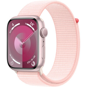 Смарт-часы Apple Watch Series 9 A2980 45мм OLED корп.розовый Sport Loop рем.светло-розовый разм.брасл.:145-220мм (MR9J3LL/A)