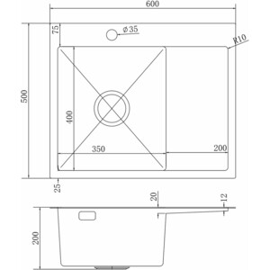 Кухонная мойка Mixline Pro 60х50 левая, золото (4610211009400)