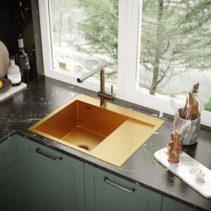 Кухонная мойка Mixline Pro 60х50 левая, золото (4610211009400)
