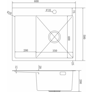 Кухонная мойка Mixline Pro 60х50 правая, золото (4610211009431)