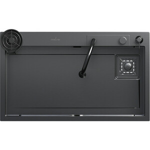 Кухонная мойка Mixline Pro 75х46 со смесителем, черный графит нано (4610211006300)