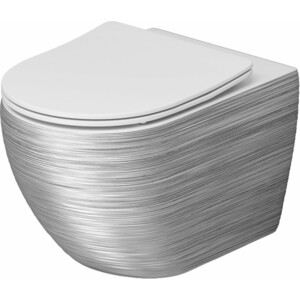 Унитаз подвесной безободковый Grossman Color с сиденьем микролифт, серебро/белый (GR-4411SWS) унитаз компакт безободковый grossman с сиденьем микролифт белый gr 4458s