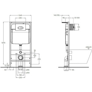 Инсталляция для унитаза BelBagno BB026 с белой глянцевой клавишей (BB026/BB042BL)