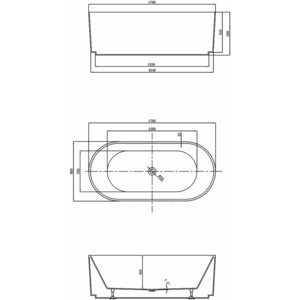 Акриловая ванна Vincea 170х80 слив-перелив (VBT-426-1700MW)