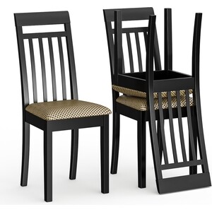 Три стула Мебель-24 Гольф-11 разборных, цвет венге, обивка ткань атина коричневая (1028324)