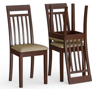 Три стула Мебель-24 Гольф-11 разборных, цвет орех, обивка ткань атина коричневая (1028325)