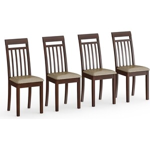Четыре стула Мебель-24 Гольф-11 разборных, цвет орех, обивка ткань атина коричневая (1028330) три стула мебель 24 гольф 14 разборных венге деревянное сиденье венге 1028328