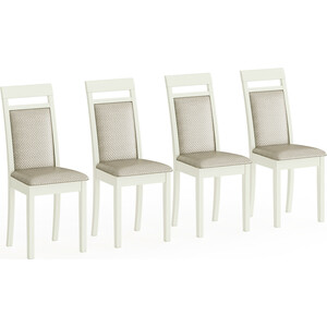 Четыре стула Мебель-24 Гольф-12 разборных, цвет слоновая кость, обивка ткань атина бежевая (1028332) три стула мебель 24 гольф 14 разборных венге деревянное сиденье венге 1028328