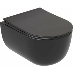 Унитаз подвесной безободковый Ceramicanova Modena Rimless с сиденьем микролифт, черный матовый (CN6063MB) унитаз подвесной безободковый ceramicanova forma с сиденьем микролифт cn3011