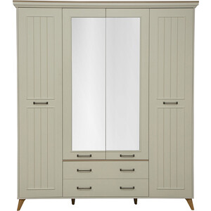 Шкаф для одежды ОЛМЕКО 61.10 Бэлла(4-х дверный с зеркалом) (белый/небула) (ML876880532)