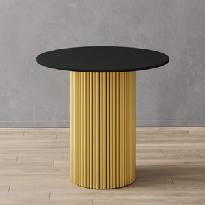 Стол круглый обеденный Genglass с металлическим золотым подстольем и черной столешницей GENGLASS TRUBIS Wood GGT-03-1-2-L-80 - фото 1
