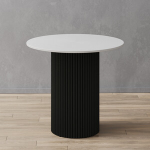 Стол круглый обеденный Genglass с черным металлическим подстольем и белой столешницей GENGLASS TRUBIS Wood GGT-03-2-3-L-80 - фото 1