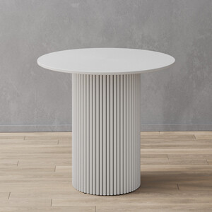 Стол круглый обеденный Genglass с белым металлическим подстольем и белой столешницей GENGLASS TRUBIS Wood GGT-03-3-3-L-80 - фото 1