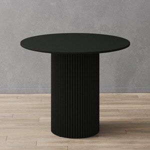 Стол круглый обеденный Genglass с черным металлическим подстольем и черной столешницей GENGLASS TRUBIS Wood GGT-03-2-2-L-90 - фото 1