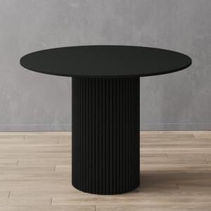 Стол круглый обеденный Genglass с черным металлическим подстольем и черной столешницей GENGLASS TRUBIS Wood GGT-03-2-2-L-100 - фото 1