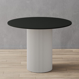 Стол круглый обеденный Genglass с белым металлическим подстольем и черной столешницей GENGLASS TRUBIS Wood GGT-03-3-2-L-100 - фото 1