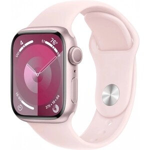 Смарт-часы Apple Watch Series 9 A2978 41мм OLED корп.розовый Sport Band рем.светло-розовый разм.брасл.:130-180мм (MR933LL/A) ремешок из натуральной кожи для apple watch 42 44 45 мм igrape розовый