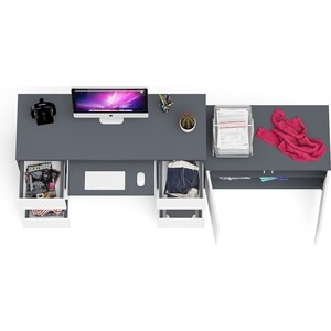 Стол компьютерный СВК Мори МС-2 + Тумба МА900.1, цвет графит/белый (1026825)