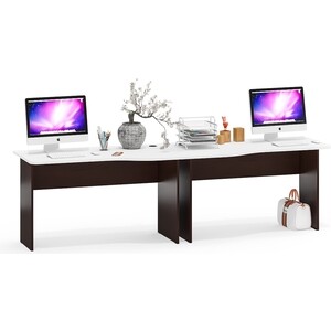 Два стола письменных Мебельный двор С-МД-1-04, цвет венге/белый шагрень (1028370) стол компьютерный с надстройкой мебельный двор с мд ск2н 1200 900 венге кромка белая