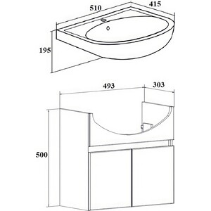 Тумба с раковиной Runo Лада 50х30 белая (00-00001366, 4620008192758)