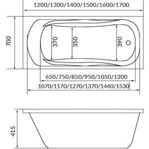 Акриловая ванна 1Marka Classic 120х70 с каркасом (01кл1270 А, 03пу1270)