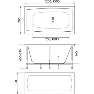 Акриловая ванна Marka One Viola 150х70 с каркасом (01ви1570, 03пу1570)