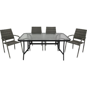 Набор мебели Garden story Гарда (4 кресла+стол, каркас черный, ротанг серый) (GS019, SC-094)