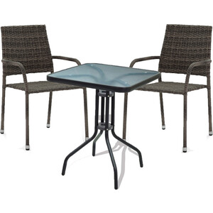 Набор мебели Garden story Гарда мини 2 (2 стула+стол, каркас черный, ротанг серый) (GS019, SC-073)
