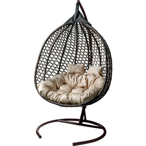 Кресло подвесное Garden story двойное Фиджи коричневое, подушка бежевая (J4423 КОР) подвесное кресло bigarden easy gray без стойки бежевая подушка