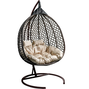 Кресло подвесное Garden story двойное Фиджи коричневое, подушка бежевая (J4423 КОР)