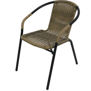 Стул Garden story к набору Марсель с оплеткой (каркас черный, сиденье желто-черное) (WR2719) скамья для прихожей мебелик с подлокотниками мягкая экокожа крем каркас лак п0005678