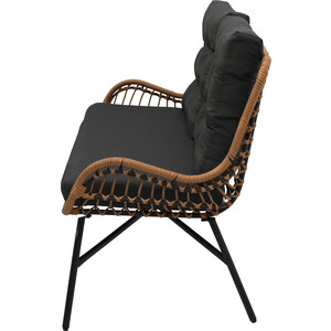 Набор мебели Garden story Калипсо (стол+2 кресла+диван ротанг темно-коричневый, подушки серые) (GS055)