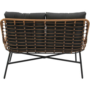 Набор мебели Garden story Калипсо (стол+2 кресла+диван ротанг темно-коричневый, подушки серые) (GS055)