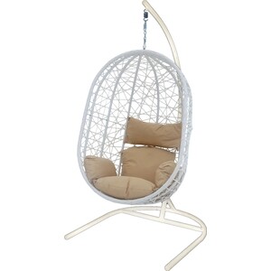 Кресло подвесное Garden story Кокон XL белое, подушка бежевая (D52- МТ002) подвесное кресло bigarden tropica brown bs без стойки бежевая подушка