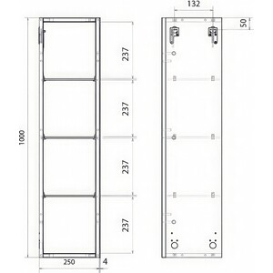 Пенал зеркальный 1Marka Cube 25х100 белый глянец (У79533)